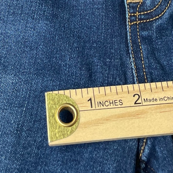 Spanx Blue Jean Jeggings Size Small Raw Hem Faux Front Pockets Distressed Flawed - Picture 13 of 14